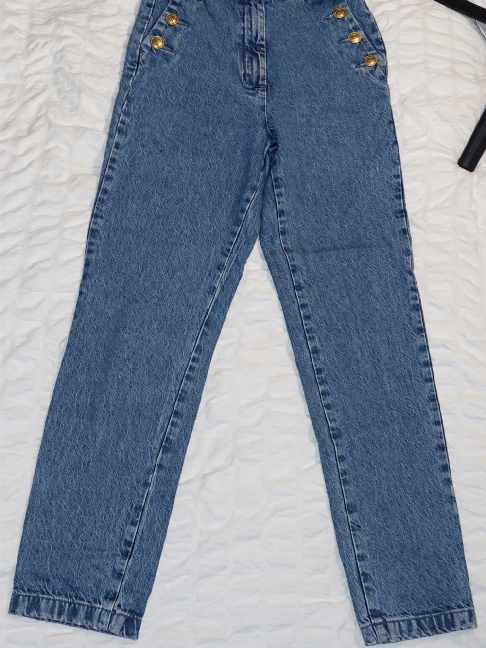 ZARA High Waisted Blue Jeans with Gold Buttons